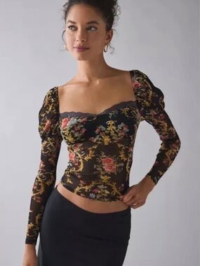 Kimchi Blue sheer and lace floral top